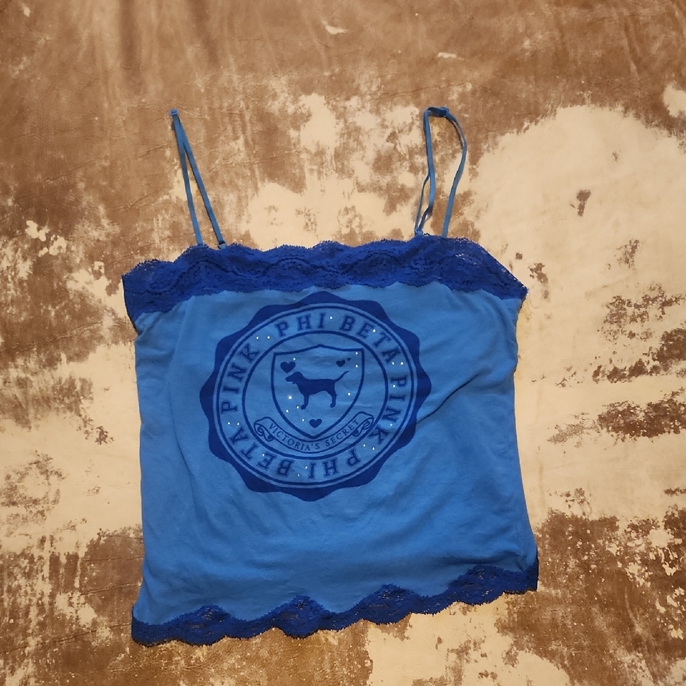 PINK Victoria's Secret Blue Lace-Trim Camisole